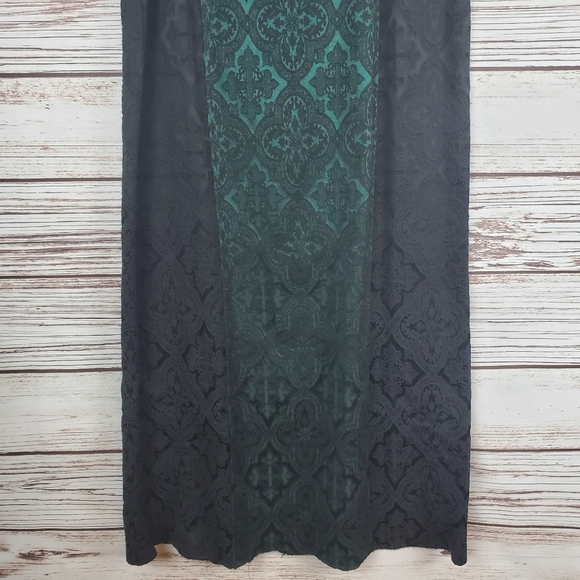 Morbid Threads Med Vtg Y2K Green/Black Brocade Corset Top & Maxi Skirt 2-pc Set - Picture 10 of 16